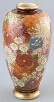 Antik Satsuma, japán váza, kézzel festett fajansz, jelzett, hibátlan, m: 16,5 cm