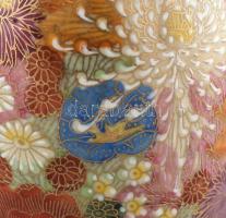 Antik Satsuma, japán váza, kézzel festett fajansz, jelzett, hibátlan, m: 16,5 cm