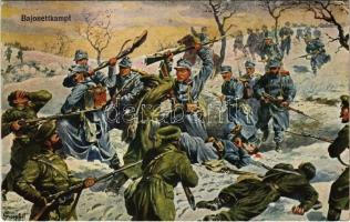 Bajonettkampf / WWI Austro-Hungarian K.u.K. military art postcard, bayonet fight s: Schnorpfeil (EK)