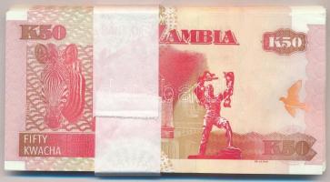Zambia 2009. 50K (61x) kötegelővel, sorszámkövetők T:I,I- Zambia 2009. 50 Kwacha (61x) in wrapper, c...