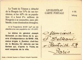 Zombor, Sombor; Schweidel szobor. Kiadja a Délvidéki Egyetemi és Főiskolai Hallgatók Egyesülete / Hu...