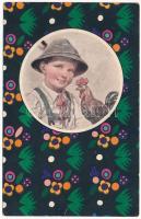 Stoff-Reproduktion. B.K.W.I. Wiener Werkstätte Serie K. Stoffmuster-Entwurf von L. Fochler. Art Nouveau (EK)