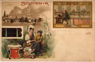 (Vorläufer) Schwyz, Art Chretien, Souvenir Suchard Cacao. Art Nouveau, floral, litho (fl)