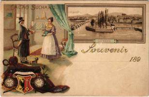 (Vorläufer) Geneve, Geneva, Genf; Souvenir Suchard Cacao. Art Nouveau, floral, litho (Rb)