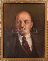 Jelzés nélkül, XX. sz. közepe: Lenin portré. Olaj, vászon. Apró felületi sérüléssel Dekoratív, sérült fakeretben, 81×62 cm
