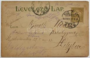 1907 Boldog karácsonyi ünnepeket! Kinyitható litho térhatású üdvözlőlap / New Year greeting, pop-up ...