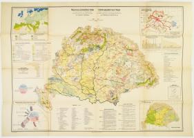 1927 Magyarország gazdaságföldrajzi térképe, szerk.: dr. Fodor Ferenc, M. Kir. Földrajzi Intézet Rt., hajtott, szakadással, 62×96 cm