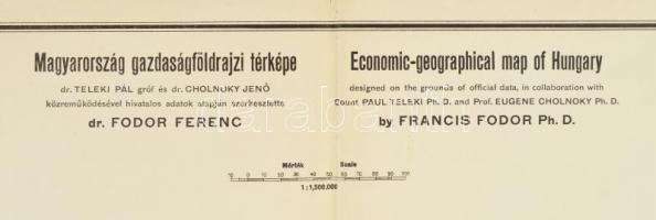 1927 Magyarország gazdaságföldrajzi térképe, szerk.: dr. Fodor Ferenc, M. Kir. Földrajzi Intézet Rt....