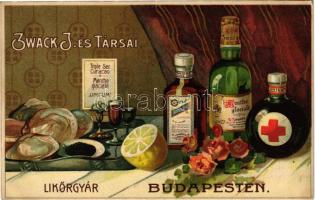 Zwack J. és Társai likőrgyár Budapesten. reklám / Hungarian liquor factorys advertisement, litho