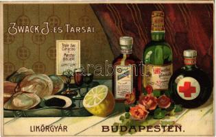 Zwack J. és Társai likőrgyár Budapesten. reklám / Hungarian liquor factory's advertisement, litho