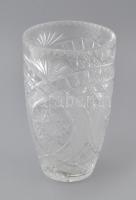 Dúsan csiszolt ólomkristály váza, hibátlan. m: 25 cm