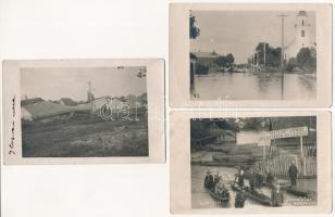1933 Tiszaújlak, Vulok, Vilok, Vylok; Árvíz pusztításai: Templom utcai romok, heti vásár, faúsztatás...
