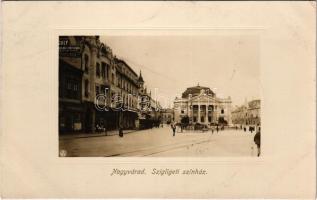 1913 Nagyvárad, Oradea; Szigligeti színház, utca, Frankl Róza, Lévay István fodrász üzlete, Adria biztosító. Rigler József Ede kiadása / street, theatre, shops, insurance company, hairdresser (EK)