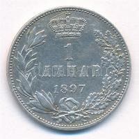 Szerbia 1897. 1D Ag "I. Sándor" T:2 
Serbia 1897. 1 Dinar Ag "Alexander I" C:XF...