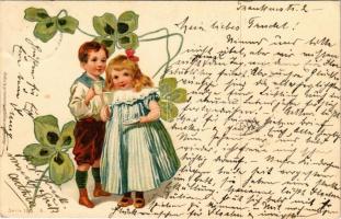 1901 Children art postcard. Kunstanstalt Wezel & Naumann Serie 169. Floral, litho (EK)