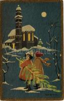 1930 Children art postcard, winter night. Ballerini & Fratini 344. s: Ezio Anichini (EK)