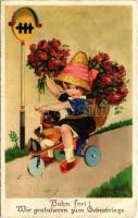 1927 Wir gratulieren zum Geburtstage / Birthday greeting art postcard (EB)
