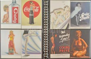 Kb. 132 db MODERN motívum képeslap albumban: erotikus meztelen Pin-up lányok / Cca. 132 modern motiv...