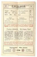 cca 1910 Hotel Excelsior tulaj: Fisch Adolf szoba kártya ás számla kis beszakadással 36x22 cm