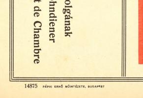 cca 1910 Hotel Excelsior tulaj: Fisch Adolf szoba kártya ás számla kis beszakadással 36x22 cm