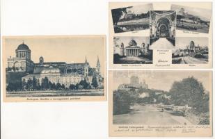 Esztergom, Bazilika, Hercegprímási palota, belső, hajó - 3 db régi képeslap / 3 pre-1945 postcards