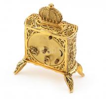 Emes bronz asztali óra, mechanikus szerkezettel, működik, m: 13 cm