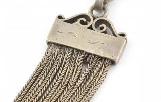 Ezüst (Ag) óralánc, zománcozott címeres motívummal, jelzett, h: 24 cm, nettó: 50g