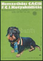 1976 Nemzetközi CACIB F.C.I. Kutyakiállítás, Budapest-Hungexpo, kisplakát, villamosplakát, jó állapotban, 24x17 cm