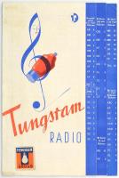 cca 1940 Tungsram rádió alkatrész táblázat kihajtható, regiszteres / Radio accesories table with register