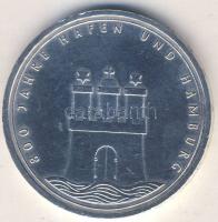 NSZK 1989. 10M Ag "800 éves a hamburgi kikötő" T:2