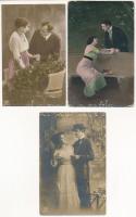 46 db RÉGI motívum képeslap: romantikus zsánerlapok / 46 pre-1945 motive postcards: romantic couples
