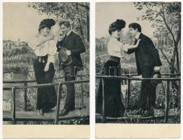 6 db RÉGI romantikus motívum képeslap vegyes minőségben: szerelmes páros sorozat / 6 pre-1908 romant...