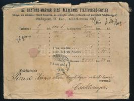 1906 Osztrák Magyar Első Általános tisztviselő egylet pénzes levél boríték viaszpecsétekkel
