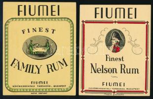 Fiumei Family és Nelson Rum italcímkék, 2 db