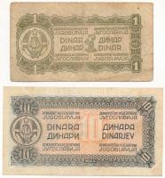 Jugoszlávia 1944. 1D + 10D T:III,III- Yugoslavia 1944. 1 Dinar + 10 Dinara C:F,VG Krause P#48,#50