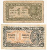 Jugoszlávia 1944. 1D + 10D T:III,III-
Yugoslavia 1944. 1 Dinar + 10 Dinara C:F,VG
Krause P#48,#50