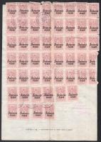 1946 Soroksár, községi bizonyítvány (személyazonossági), aláírásokkal, 56 db felülnyomott pengő-infl...