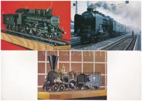5 db MODERN motívum képeslap: gőzmozdonyok, vasút / 5 modern railway postcards: locomotives
