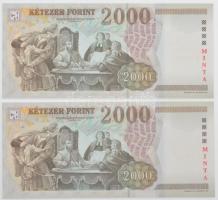 2003. 2000Ft (2x) sorszámkövetők, piros "MINTA" felülnyomással alacsony "CA 0000122 -...