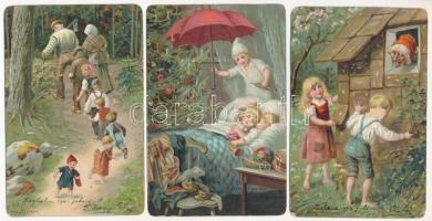 3 db RÉGI mese motívumlap, vegyes minőség / 3 pre-1903 fairy tale motive cards, mixed quality (Jenny Nyström)