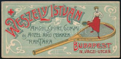 Weszely István Budapest angol sportcikkek szecessziós számolócédula