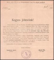 1911 Örményszékes (Armény / Armeni, Erdély), "Kegyes Jóltevőnk!", lelkészi felhívás a közs...