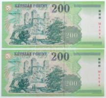 2006. 200Ft (2x) sorszámkövetők "MINTA" felülnyomással, "FA 0000165 - FA 0000166"...