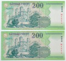 2007. 200Ft (2x) sorszámkövetők "MINTA" felülnyomással, "FA 0000166 - FA 0000167"...