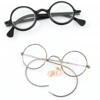 cca 1930 2 db régi szeműveg: drótszárú és fekete kör lencsékkel
