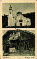 1940 Brusztura, Lopuhiv, Lopukhiv; templom, Hangya üzlete és saját kiadása / church, cooperative shop (fa)