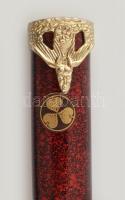 Katana gyűjtői másolat, réz kobrafejes markolattal, m: 59 cm