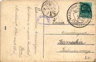 Mezőbánd, Band, Bandorf; Főtér, Hangya fogyasztási szövetkezet üzlete, főszolgabírói hivatal, templo...