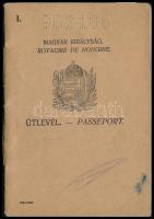 1929 Magyar Királyság által kiadott fényképes útlevél, pecsétekkel / Hungarian passport