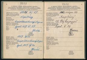 1957 Magyar Népköztársaság által kiállított dunai hajósútlevél Plank Antal hajóskapitány részére